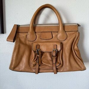 Authentic Chloe hand bag Edith tote boston leather y2k vintage beige